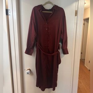 Eloquii Burgundy Long Sleeve Dress